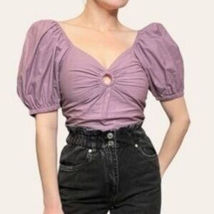 🆕️ Sim & Sam Puff Sleeve Crop Top in Burnished Lilac